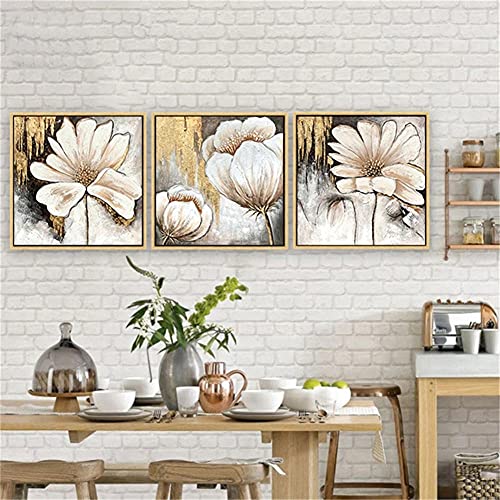 Diamond Painting,3 Teilig Diamond Painting Set Blume,5D Diamant Painting Bilder für Erwachsene & Kinder,DIY Diamant Malen Nach Zahlen Crystal Leinwand Stickerei für Home Dekoration 45x45cm von Foyaya