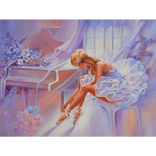 Diamond Painting Ballerina-Frau 5D Diamant Painting Voll Set mit Diamond Painting Zubehör,40x50cm Leinwand Groß Bilder Malen Nach Zahlen Erwachsene Kinder Geschenk für Deko Wohnzimmer Schlafzimmer von Foyaya