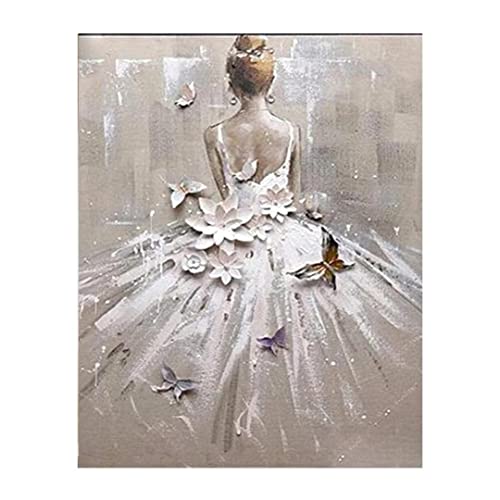 Diamond Painting Ballerina-Frau 5D Diamant Painting Voll Set mit Diamond Painting Zubehör,40x50cm Leinwand Groß Bilder Malen Nach Zahlen Erwachsene Kinder Geschenk für Deko Wohnzimmer Schlafzimmer von Foyaya