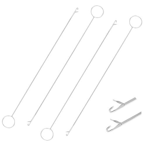 4 stück Lang Wendenadel,Metall Schlaufenwender-Nadelhaken Mit Riegel,Zungen-Häkelwerkzeug,Gehäkelter Einfädler Nadel Nadelhaken für Stoffschlauchbänder,DIY-Strickzubehör,Nähzubehör,26,5 cm/10,4 Zoll von Foyods