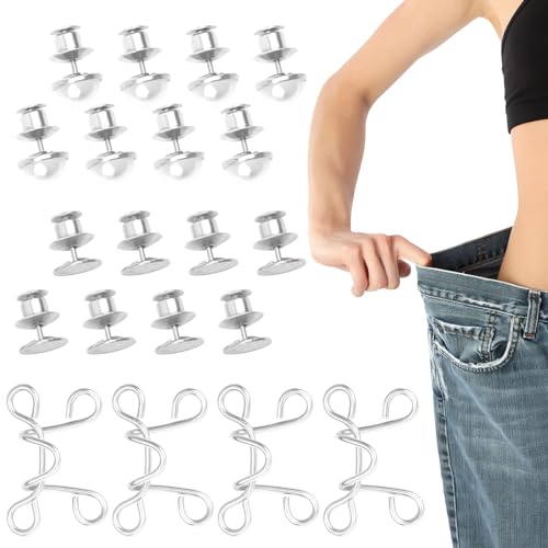 4 Stück Hosen Enger Machen Clip,Hosen-Einsteller-TaillenspannerJean Knopfnadeln AbnehmbarenTaille Extender Elastischen Metall Knopf Verstellbare Nagelfreie Taillenschnallen für Hemd Hosen Kleid Hosen von Foyods