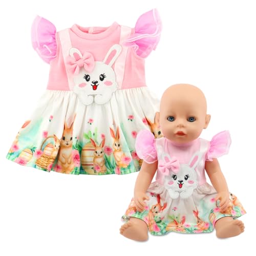 Fractoluxe Kleidung Outfits für Baby Puppen, Baby Annabell Kleidung 43 cm mit Kaninchen Elementen, Puppenkleidung 35-43cm Mädchen, Puppenkleidung für New Born Baby von Fractoluxe