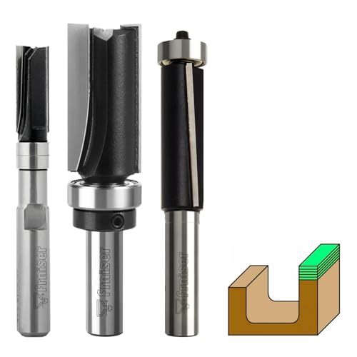 Fraiser Fräser-Set zum Trimmen und Kopieren von Schaft 8 mm, professionell, mit oberem und unterem Lager für Holz, Mehrschichtholz und Massivholz – geeignet für Handfräse und Fräser Fraiser Fräser-Set zum Trimmen und Kopieren von Schaft 8 mm, professionell, mit oberem und unterem Lager für Holz, Mehrschichtholz und Massivholz – geeignet für Handfräse und Fräser von Fraiser