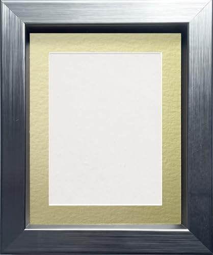 Frame Company Mirabelle moderner Bilderrahmen aus Holz mit goldfarbenem Passepartout, für Bildgröße A3 (16,5 x 11,75 cm), verschiedene Größe und Passepartout, gebürstetes Silber, 50,8 x 40,6 cm von Frame Company