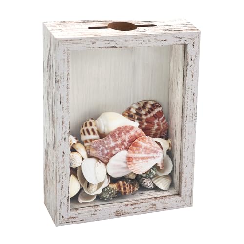 FramePro Bilderrahmen für Ticket Shadow Box 3D Rahmen zum Befüllen Tiefer Aufbewahrungsboxen Glasscheibe Holz Objektrahmen DIY Vitrine Muscheln Flugtickets Fotorahmen Memorabilia Weiß 13 x 18 cm von FramePro