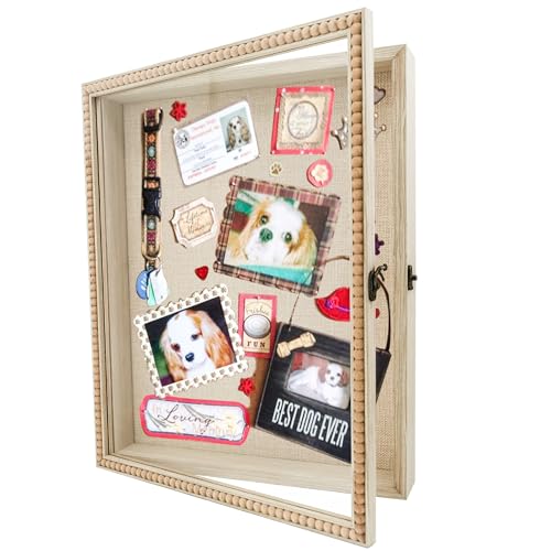 FramePro Große Schattenbox Vitrine Rahmen mit Glasfenstertür Bilderrahmen Holz Box für Objektrahmen Tiefer Fotorahmen Shadowbox Memorabilia Bouquet Medaillen Geschenk Braun 33x41 cm von FramePro