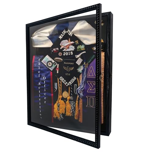 FramePro Große Schattenbox Vitrine Rahmen mit Glasfenstertür Bilderrahmen Holz Box für Objektrahmen Tiefer Fotorahmen Shadowbox Memorabilia Bouquet Medaillen Geschenk Schwarz 41x51 cm von FramePro