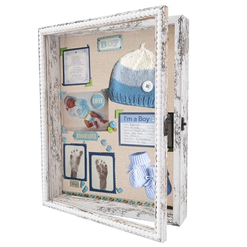 FramePro Große Schattenbox Vitrine Rahmen mit Glasfenstertür Bilderrahmen Holz Box für Objektrahmen Tiefer Fotorahmen Shadowbox Memorabilia Bouquet Medaillen Geschenk Weiß 33x41 cm von FramePro