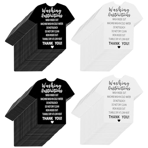 Framendino, 250 Stück T-Shirt Waschanleitung Karten T-Shirts Reinigung Pflege Guide Tags für kleine Unternehmen 8,9 x 8,9 cm von Framendino