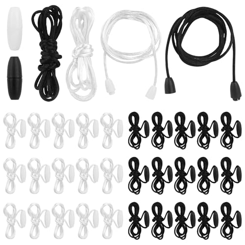 Framendino, 30 Stück Schwarz Weiß Ersatz Halskette Schnur mit Abreißverschlüssen Halskette Kordeln Nylon Breakaway Lanyard String Kit für Anhänger DIY Handwerk von Framendino