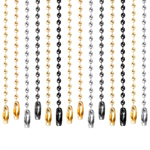 Framendino, 300 Stück 10 mm Kugelkette Schlüsselanhänger mit Verbindungsstücken, 2,4 mm Metallperlenkette, Nickelkette, hängende Ketten, Hundemarke, Halskette, Kugelkette, Schlüsselanhänger für von Framendino