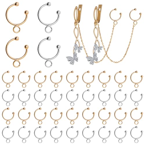 Framendino, 40 Stück DIY Ohrmanschetten Ohrringe für Frauen Ohrmanschetten Ohrwickel 16 mm lange C-förmige Ohrmanschetten für Nicht-Piercing-Ohrringe von Framendino