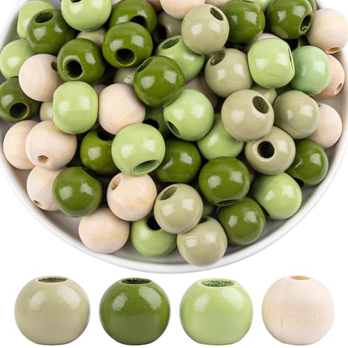 Framendino, Grüne Holzperlen für Garten, Hochzeit, Brautdekoration, Bastelbedarf (16 mm, 4 Farben), 200 Stück von Framendino