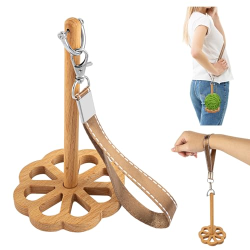 Framendino, Holz-Handgelenk-Garnhalter mit Cross-Body-Gurt, tragbarer Garnspinner, Garnkugelhalter, Garn-Minder für Garn-Organizer, Aufbewahrung von Framendino