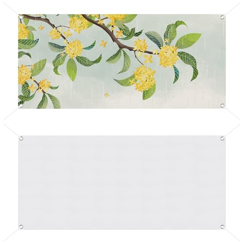 Framendino, Sublimationsbanner zum Dekorieren, 60 x 122 cm, Polyester-Oxford-Stoff, große Blanko-Banner mit Seilen zum Aufhängen, für Weihnachten, Party, Hochzeit, 2 Stück von Framendino