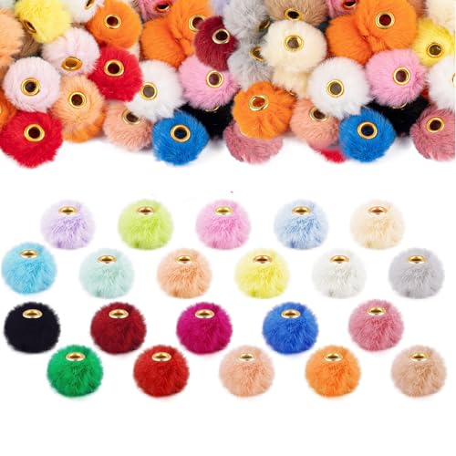 Framendino, Weiche flauschige Perlen für Stifte, bunte Mini-Kunstfell-Pompons für Bastelarbeiten, verschiedene Farben, 2 cm, 200 Stück von Framendino