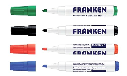 FRANKEN Board-Marker U-Act! Line, 3 mm feine Spitze, 4 Stück, farblich sortiert, Z1999 von Franken