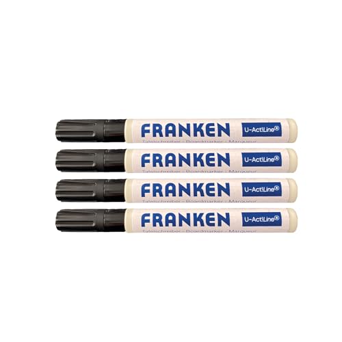 Franken Tafelschreiber U-Act Line, Whiteboard-Marker mit 3 mm Rundspitze, 4 Stück, Schwarz, für trocken abwischbare Tafeln, ZU1904 10 von Franken