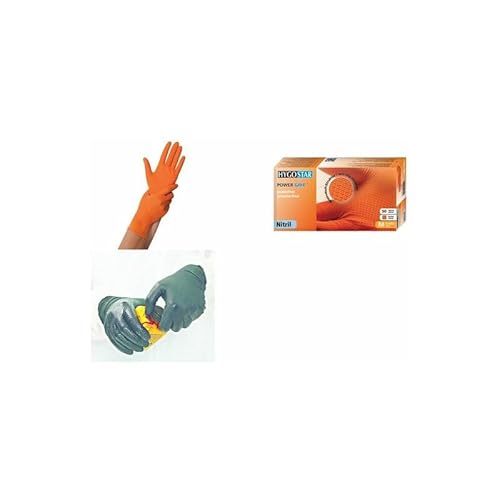 FRANZ MENSCH Hygostar Nitrilhandschuh Power Grip orange M puderfrei von FRANZ MENSCH