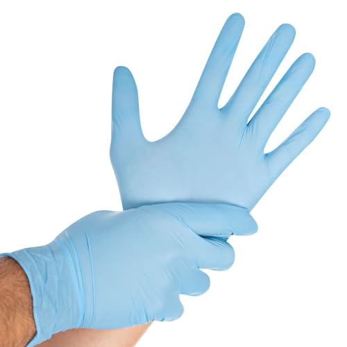 FRANZ MENSCH Hygostar Nitrilhandschuhe Safe Light | puderfrei, blau, 9/L, 24cm, 100 Stück, Einweghandschuhe, Einmalhandschuhe, in Gr. XS, S, M, L, XL & XXL verfügbar von FRANZ MENSCH