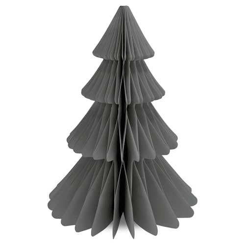 Frau WUNDERVoll® Papierbaum matt grau Magnetverschluss Ø22cm H30cm / Tannenbaum Weihnachtsbaum Weihnachten Dekoration Tischdeko Weihnachtsdeko Weihnachtsdekoration Fenster-Deko von Frau WunderVoll