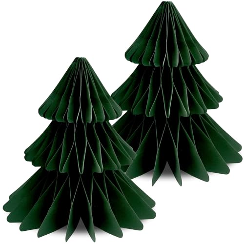 Frau WUNDERVoll® Papierbaum matt grün Magnetverschluss 2er Set Ø19cm H20cm / Tannenbaum Weihnachtsbaum Weihnachten Dekoration Tischdeko Weihnachtsdeko Weihnachtsdekoration Fenster-Deko von Frau WunderVoll