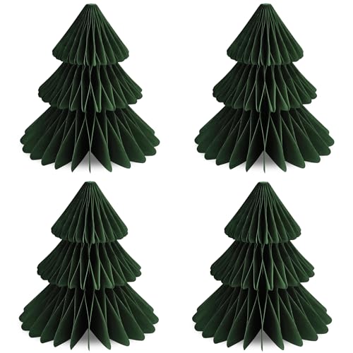 Frau WUNDERVoll® Papierbaum matt grün Magnetverschluss 4er Set Ø13cm H14cm / Tannenbaum Weihnachtsbaum Weihnachten Dekoration Tischdeko Weihnachtsdeko Weihnachtsdekoration Fenster-Deko von Frau WunderVoll