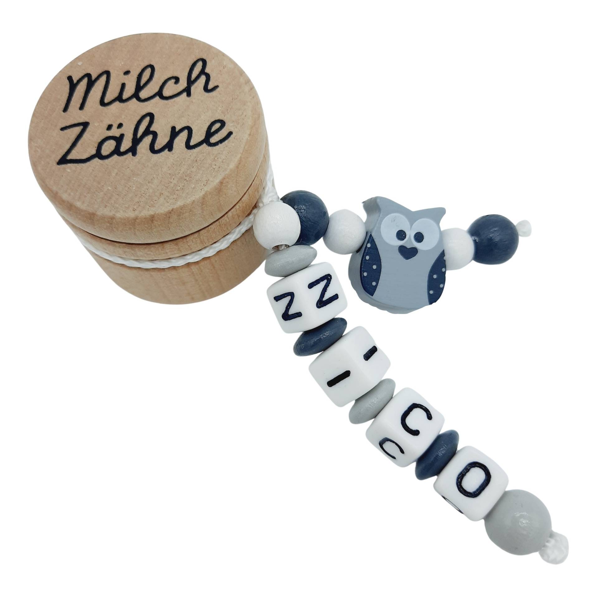 Personalisierte Zahndose Milchzahndose Mit Namen - Eule Junge Mädchen Zahnfee Aufbewahrung Milchzähne Holz Geschenk Geburtstag Einschulung von FrauElse