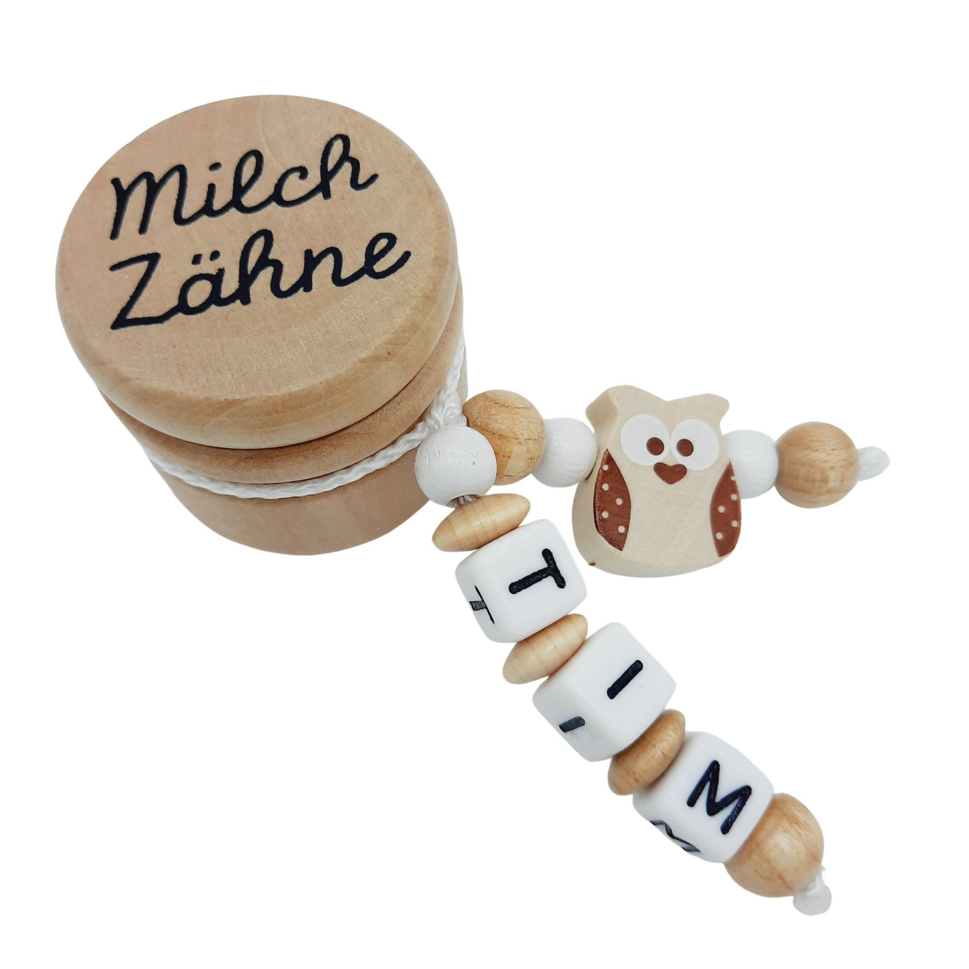 Personalisierte Zahndose Milchzahndose Mit Namen - Eule Junge Mädchen Zahnfee Aufbewahrung Milchzähne Holz Geschenk Geburtstag Einschulung von FrauElse