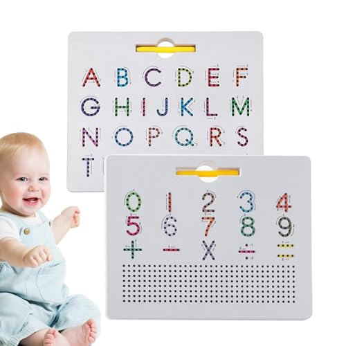 2-in-1 magnetisches Alphabet-Zeichenbrett, doppelseitiges Lern- und Schreibspielbrett, Zeichenbrett mit Magneten für Kleinkinder, Lernspielzeug mit Stiel zur Buchstabenerkennung von Fravsiu