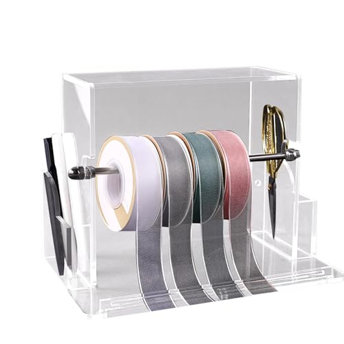 Ribbon Organizer, Portable Ribbon Organizer, Clear Ribbon Storage Organizer, Ribbon Organizer Rack for Crafts Supplies, Ribbon, Spools, Ribbon Storage 22.5x8.5x14.5cm | 8.86x3.34x5.71 von Fravsiu