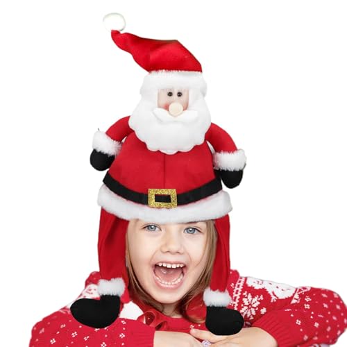 Weihnachtsmütze, Weihnachtsmütze, Plüsch-Weihnachtsmannmütze, Weihnachtsfeiermütze, klassische Unisex-Kopfbedeckung für Frauen, Männer, Mädchen, und Kinder, ideal für c von Fravsiu