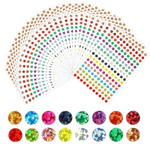 5280 Stück Glänzende Bunte Kreis Dot Aufkleber,6mm Kleine Dot Aufkleber Selbstklebende Ettiketten Markierungspunkte Farbcodepunkte Aufkleber für kalender Planer Basteln Papier(16Farben/30 Blätter) von Frdelma