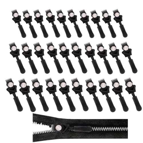 Reißverschluss Zipper,30 Stück Reißverschluss Reparatur Set S, M, L Reissverschluss Zipper Universal Reißverschluss Zipper Ersatz für Jacken, Koffer, Ruckäcke (Schwarz) Reißverschlussschieber von Frdelma