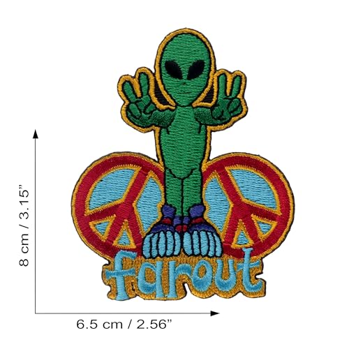 Aufnäher Alien grün Peace Friedenszeichen Farout Patch von Freak Scene