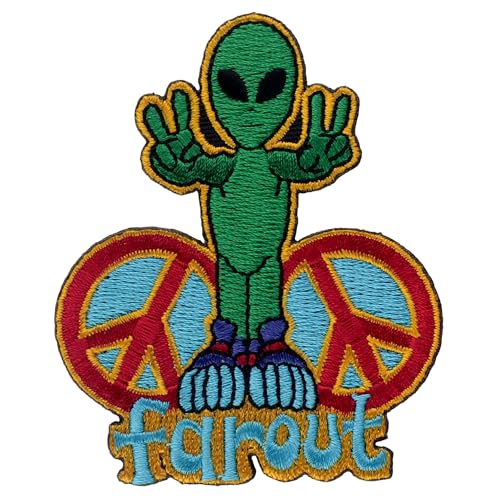 Aufnäher Alien grün Peace Friedenszeichen Farout Patch von Freak Scene