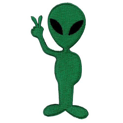 Aufnäher Alien grün Peace Friedenszeichen Patch von Freak Scene