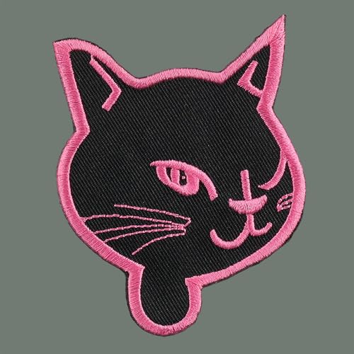 Aufnäher - Katzenkopf - schwarz-rosa - Patch von Freak Scene