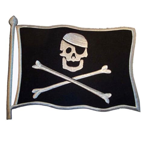 Aufnäher - Piratenflagge mit Mast - weiß auf schwarz - Patch von Freak Scene