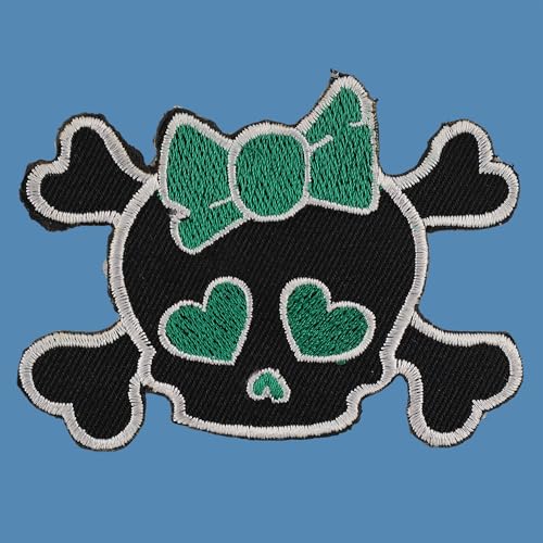 Aufnäher - Totenkopf mit Herz - schwarz-grün - Patch von Freak Scene