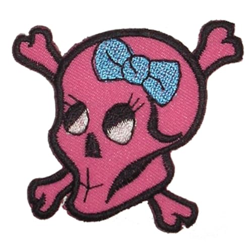 Aufnäher - Totenkopf mit Knochen und blauer Schleife - Patch von Freak Scene