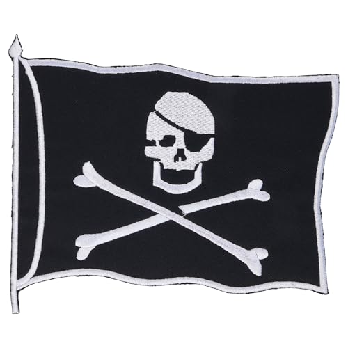 Aufnäher XL - Piratenflagge - schwarz-weiß - Rückenaufnäher von Freak Scene