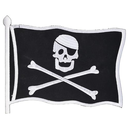 Aufnäher XL - Piratenflagge - schwarz-weiß - Rückenaufnäher von Freak Scene