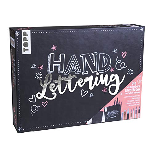 Handlettering - Die wunderbare Kreativbox: Rundum-Set zum Handlettering mit Anleitungsheft, Postkartenblock, Brush Pens, Gelschreibern, Bleisstift, Glue-Marker und Glitzer von Frech