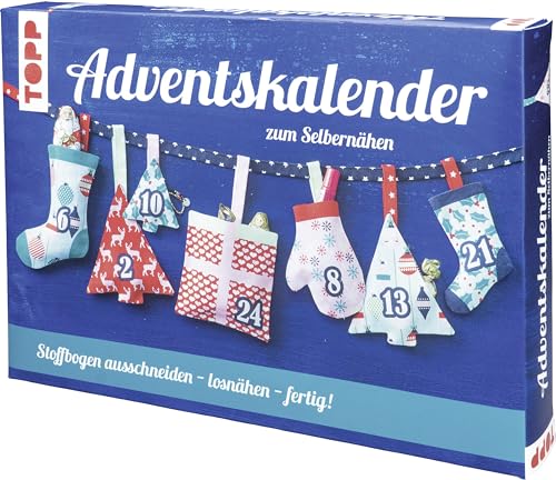 Adventskalender zum Selbernähen: Stoff mit aufgedrucktem Schnittmuster und Anleitung für einen selbstgemachten Adventskalender zum Aufhängen und Befüllen von Frech