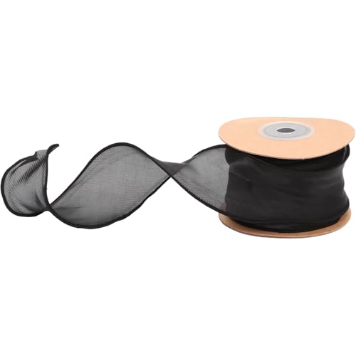 Freebily Weihnachten Geschenkband Meshband Breit Schleifenband 3.5-4.5cm / 6.5-7.5cm Ribbon für Geschenk Verpackung Hochzeit Schwarz A One Size von Freebily