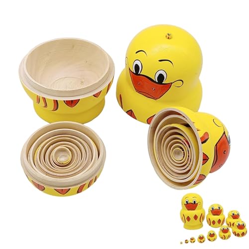 Freefire Russische Matroschka Puppen Spielzeug Set, 10-teilige Gelbe Matroschka Ente Aus Holz, Russische Matroschka Puppen Für Kinder, Russische Stapelpuppen Tischdekoration Für Schränke, Wohnzimmer von Freefire