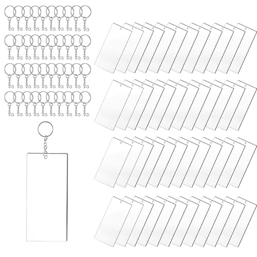 Transparentes Acryl-Schlüsselanhänger-Set, 48 Sets mit Ringen und Biegeringen, 7,9 x 1,9 cm, für DIY-Projekte von Freesdai