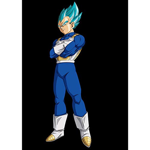 Poster Dragon Ball Z DBZ Super Vegeta Super Saiyan blaues Haar auf schwarzem Hintergrund Manga Cartoon Japan Animiert von French Unicorn