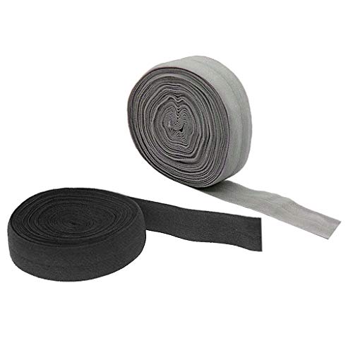 freneci 2x10m Elastisches Einfassband 20mm gefaltet - Schrägband Faltgummi Faltgummi Saumband Elastik Schwarz Grau von Freneci